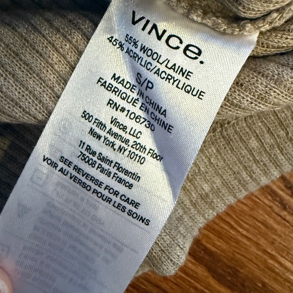 Vince Ribbed Half-Zip Mock Neck Pullover Sweater Top Wool Blend S - Picture 3 of 8